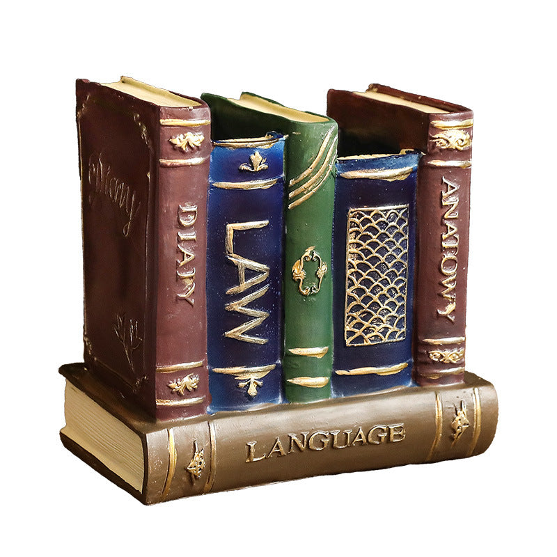 Vintage Resin Book Pen Holder Organizer