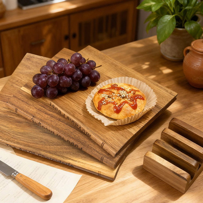 Acacia Wood Book-Shaped Cutting Board