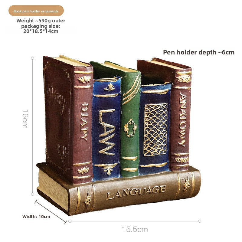 Vintage Resin Book Pen Holder Organizer