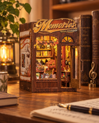 Bookstore Memories music bookshop miniature glowing in a warm home setting