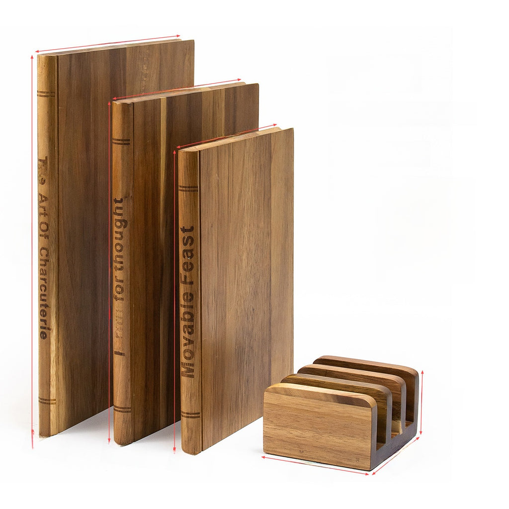 Acacia Wood Book-Shaped Cutting Board