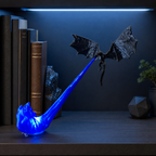 Black dragon decor with blue flame