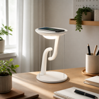 White wireless charging suspension lamp in a home office