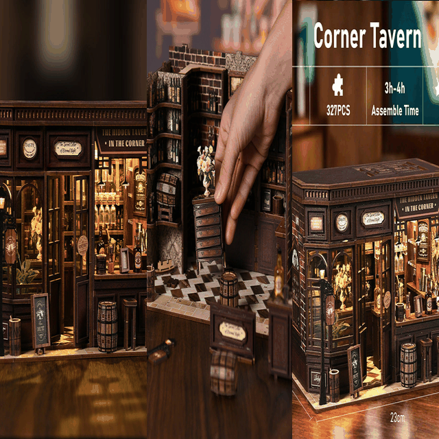 DIY Corner Bistro animated assembly and lighting preview