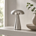 Danish Mushroom Touch Table Lamp Silver in a minimalist interior