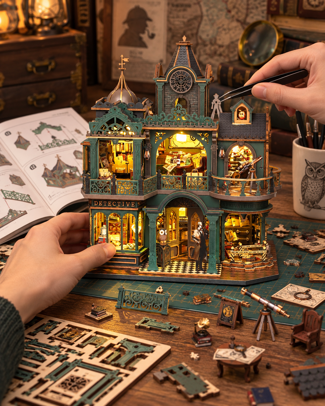 DIY Green Detective Agency Miniature House Kit