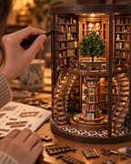Wisdom Grain book nook detailed assembly with tweezers and instructions in a cosy home